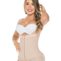 Fajas Salome Open Bust Panty Post Op Faja Shapewear For Women With Wide Straps And Front Zipper Powernet