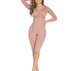 Final Sale Clearance Delie By Fajas D'Prada Knee-Legth Shapewear With Built-In Bra And Arm Sleeves