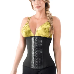 Fiorella Neo Latex Waist Cincher Corset 3 Hooks Black Faja