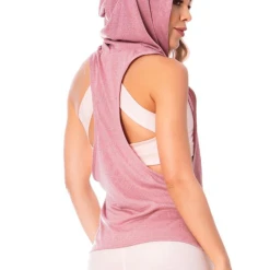 Flexmee Women's Pink Sleeveless Hooded Tank Top Light Microfiber -FarmaCell shop flexmee women s pink sleeveless hooded tank top light microfiber 23218159386814