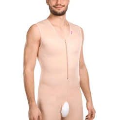 Lipoelastic MGm Comfort - Male Compression Full Bodysuit - Front Zipper And Crotch Opening