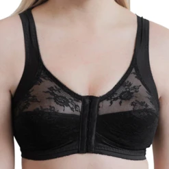 Rago Front Closure Back Support Bandeau Bra Black