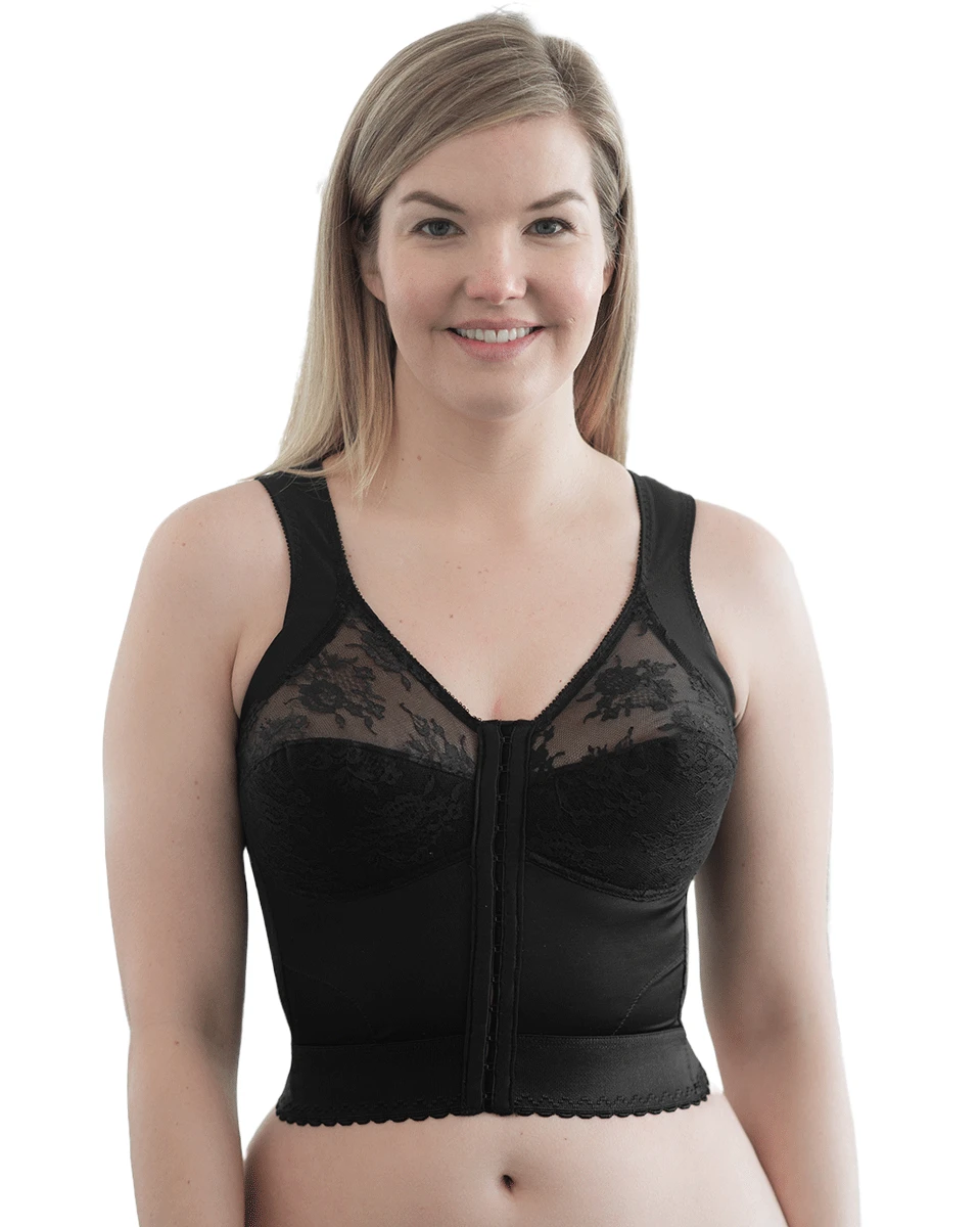Rago Front Closure Back Support Long Line Bra Black 3 Rago Front Closure Back Support Long Line Bra Black